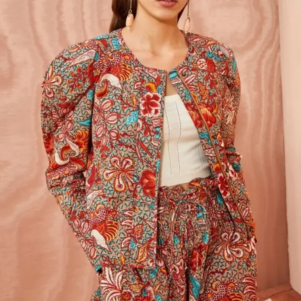 NWOT Ulla Johnson Esti Floral Print Cotton Quilted Short Jacket Size Small